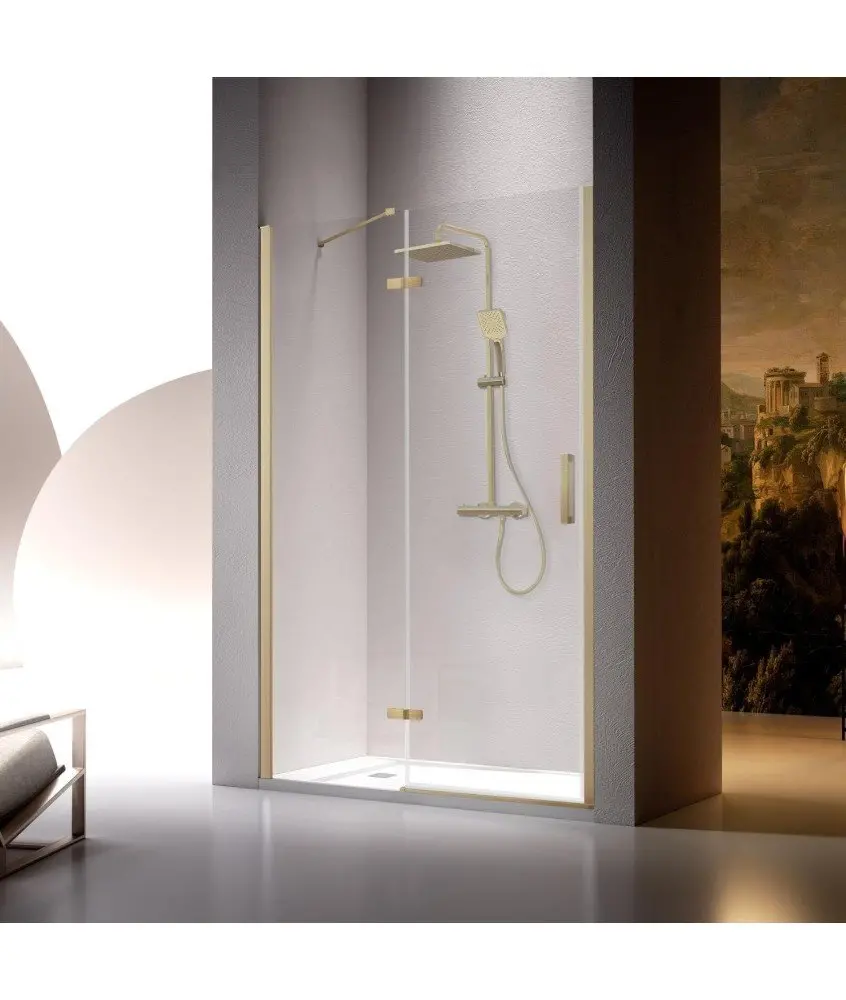 Paroi de douche fixe et pivotante or brossé Nardi Paroi de douche fixe et pivotante or brossé Nardi Kassandra en Melonbath | Écrans de salle de bains | Offres