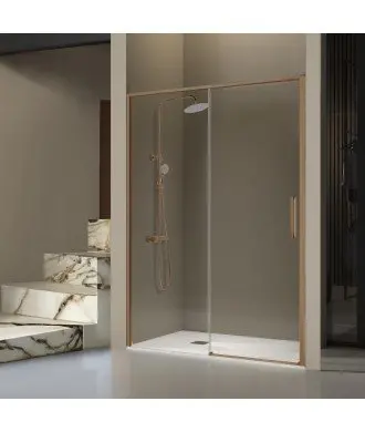 Paroi de douche bronze brossé avec fixe et coulissante