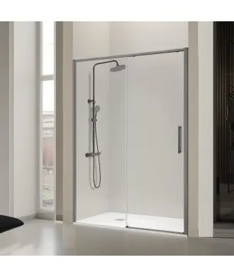Paroi de douche fixe et coulissante en gun metal Delta | DE102 34