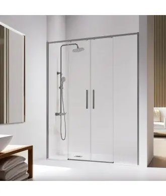 Façade de douche 2 fixes et 2 coulissantes gun metal | Melonbath