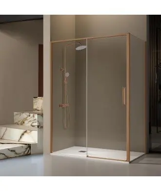 Paravent coulissant rectangulaire plus côté fixe Delta | bronze brossé