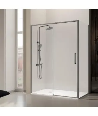 Paravent coulissant rectangulaire plus côté fixe Delta | gun metal