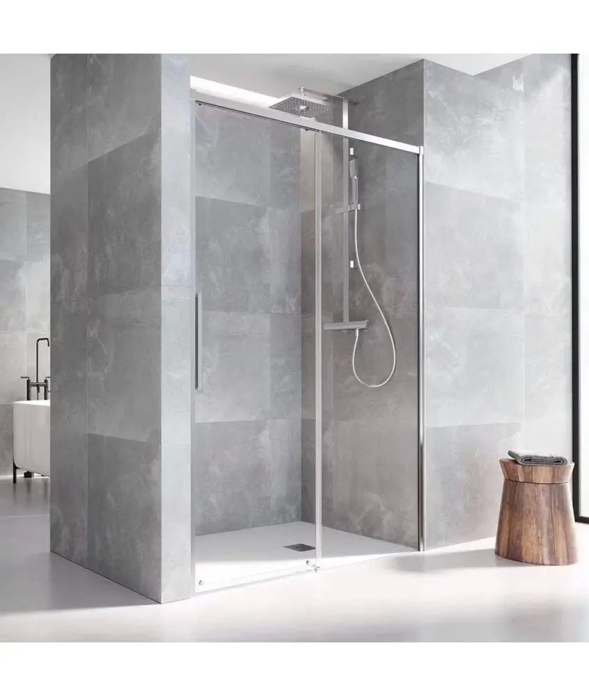 Paroi de douche frontale fixe et coulissante Salma Profiltek en Melonbath | Écrans de salle de bains | Offres