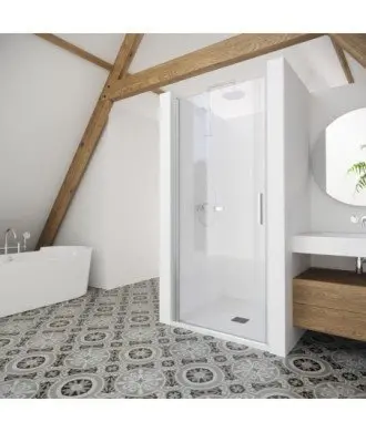 Paroi de douche noire avec porte battante Hada plus