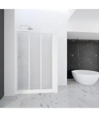 Paroi de douche 3 coulissante en acrylique blanc Demi