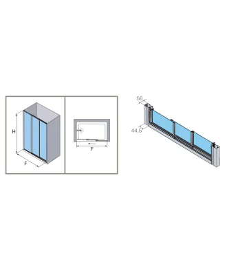 Paroi de douche 3 coulissante en acrylique blanc Demi