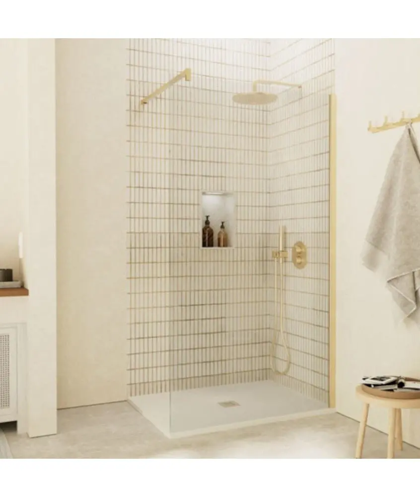 Paroi de douche fixe or brossé Fado Profiltek en Melonbath | Écrans de salle de bains | Offres