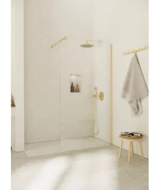 Paroi de douche fixe or brossé Fado