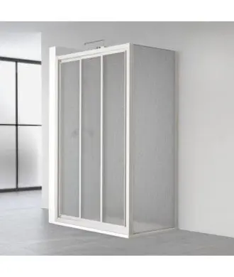Paroi de douche rectangulaire en acrylique blanc 3 coulissants Demi