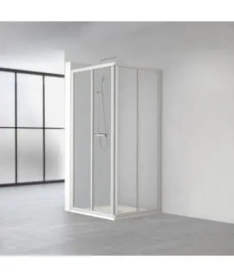 Paroi de douche d'angle coulissante blanc brillant Aurum