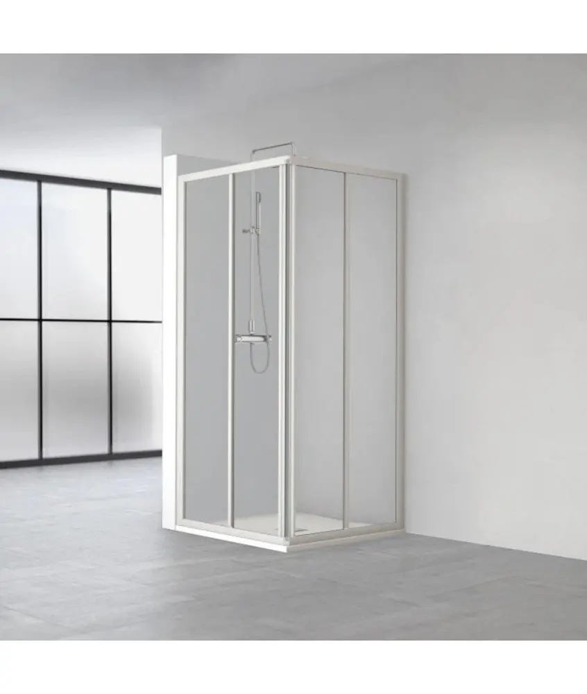 Paroi de douche d'angle coulissante blanc brillant Aurum Profiltek en Melonbath | Écrans de salle de bains | Offres