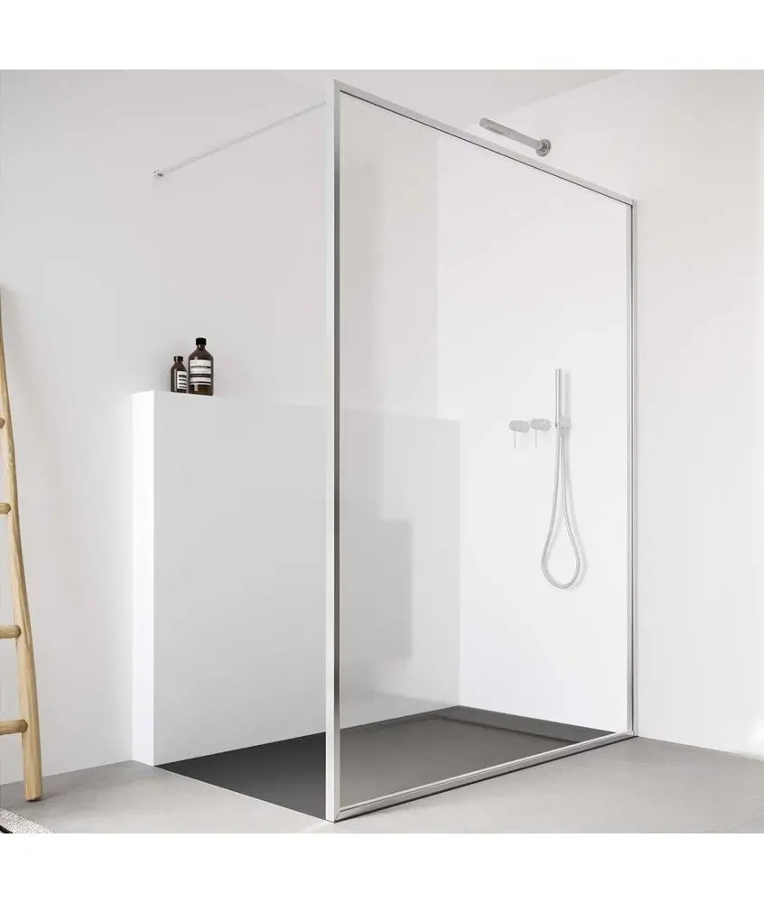 Paroi de douche périphérique fixe Silver Nordic Profiltek en Melonbath | Écrans de salle de bains | Offres