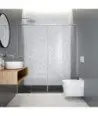 Paroi de douche frontale à deux éléments fixes et coulissants Salma