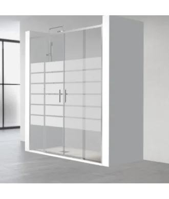 Paroi de douche frontale à deux éléments fixes et coulissants Salma