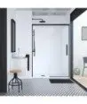 Paroi de douche noire avec façade fixe et coulissante Hit