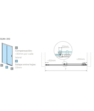 Paroi de douche frontale fixe et coulissante Summer