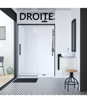 Paroi de douche noire avec façade fixe et coulissante Hit