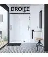 Paroi de douche noire avec façade fixe et coulissante Hit