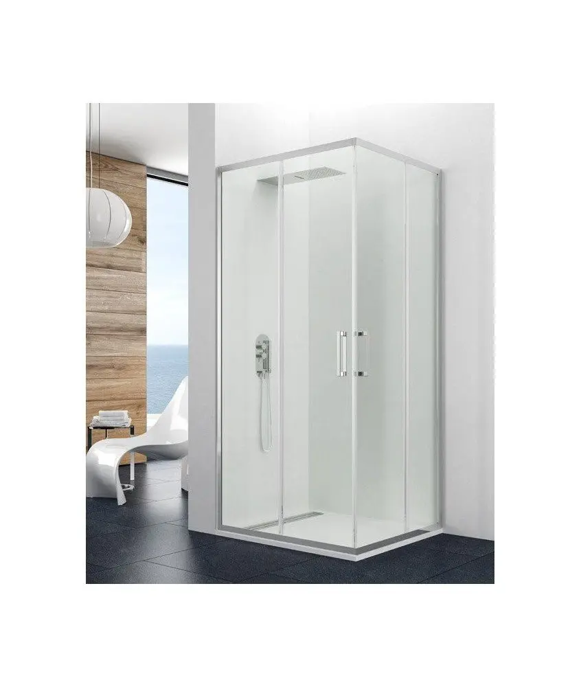 Paroi de douche angulaire Prestige avec 2 panneaux fixes et 2 panneaux coulissants Paroi de douche angulaire Prestige avec 2 panneaux fixes et 2 panneaux coulissants GME en Melonbath | Écrans de salle de bains | Offres