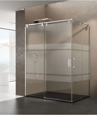 Paroi de douche angulaire en acier avec 2 fixes et 2 coulissantes Futura
