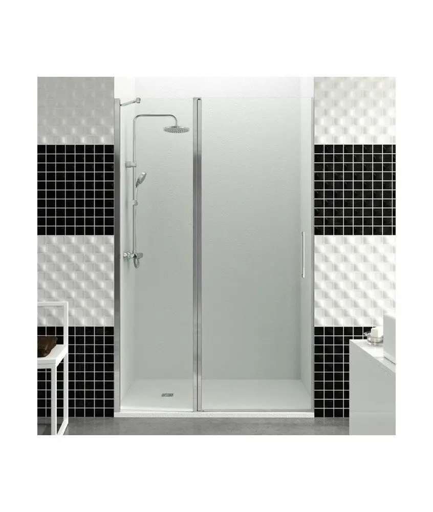 Paroi de douche avec 1 porte fixe et 1 porte pliante ouverte Paroi de douche avec 1 porte fixe et 1 porte pliante ouverte GME en Melonbath | Écrans de salle de bains | Offres