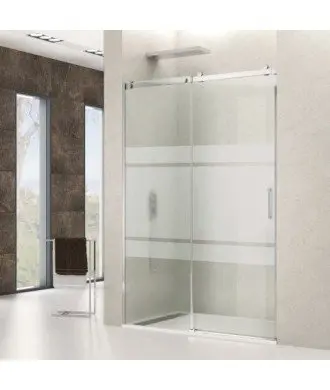 Paroi de douche en acier inoxydable 1 fixe et 1 coulissante Rotary