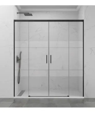 Paroi de douche frontal noir avec 2 fixes et 2 coulissants Basic