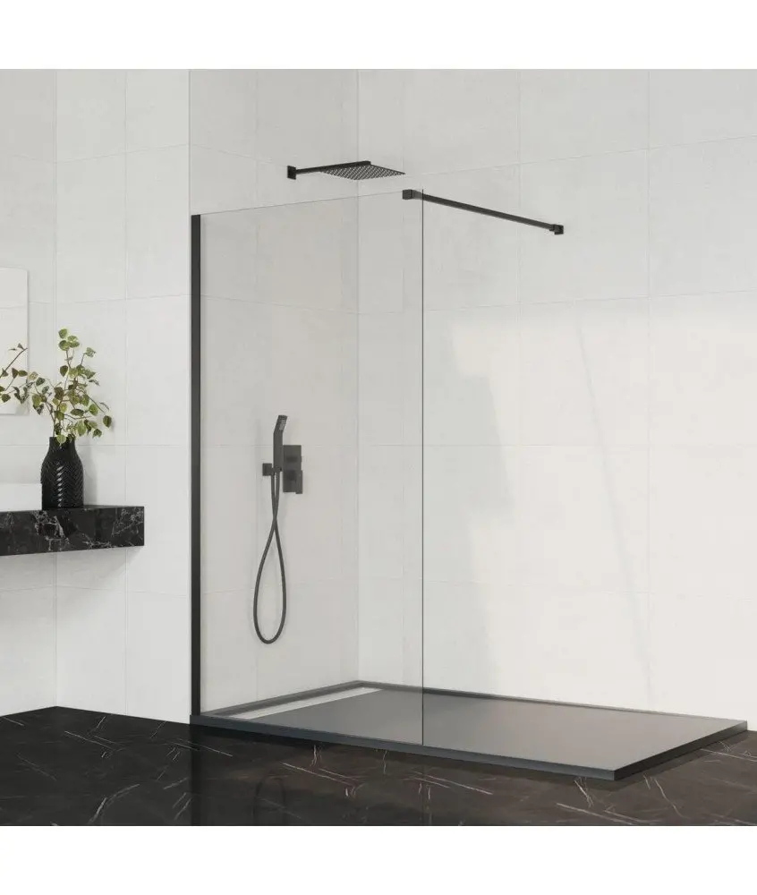 Paroi de douche fixe en noir mat Screen GME en Melonbath | Écrans de salle de bains | Offres