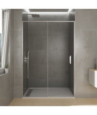 Paroi de douche frontale, 1 fixe et 1 coulissante Twenty GME en Melonbath | Écrans de salle de bains | Offres
