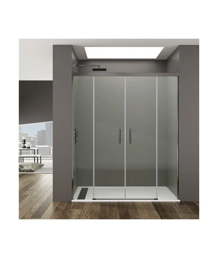 Paroi de douche avant basique en titane avec 2 panneaux fixes et 2 panneaux coulissants Paroi de douche avant basique en titane avec 2 panneaux fixes et 2 panneaux coulissants GME en Melonbath | Écrans de salle de bains | Offres