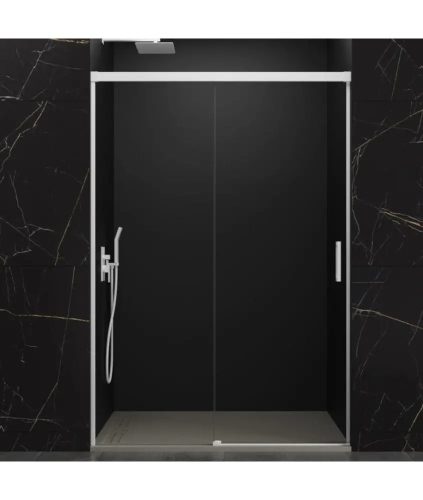 Paroi de douche blanche avec 1 façade fixe et 1 façade coulissante Basic GME en Melonbath | Écrans de salle de bains | Offres