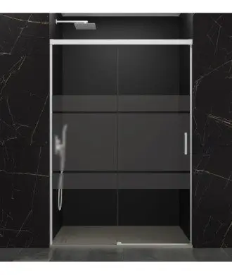 Paroi de douche blanche avec 1 façade fixe et 1 façade coulissante Basic