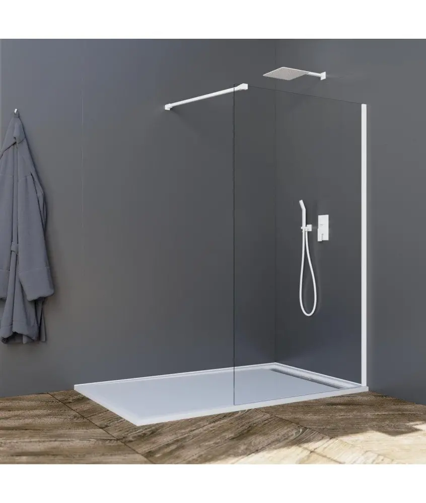 Paroi de douche fixe en blanc mat Screen GME en Melonbath | Écrans de salle de bains | Offres