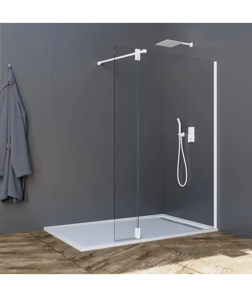 Paroi de douche blanc fixe avec charnières articulées GME en Melonbath | Écrans de salle de bains | Offres