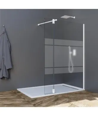 Paroi de douche blanc fixe avec charnières articulées