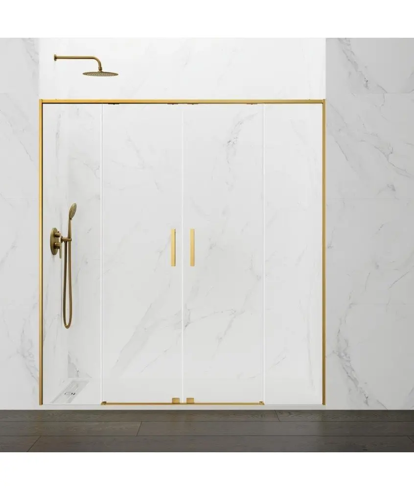 Paroi de douche frontal en or brossé avec 2 fixes et 2 coulissants Twenty GME en Melonbath | Écrans de salle de bains | Offres