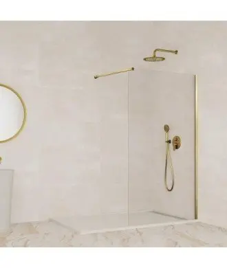 Paroi de douche fixe en Paroi de douche or brossé GME en Melonbath | Écrans de salle de bains | Offres