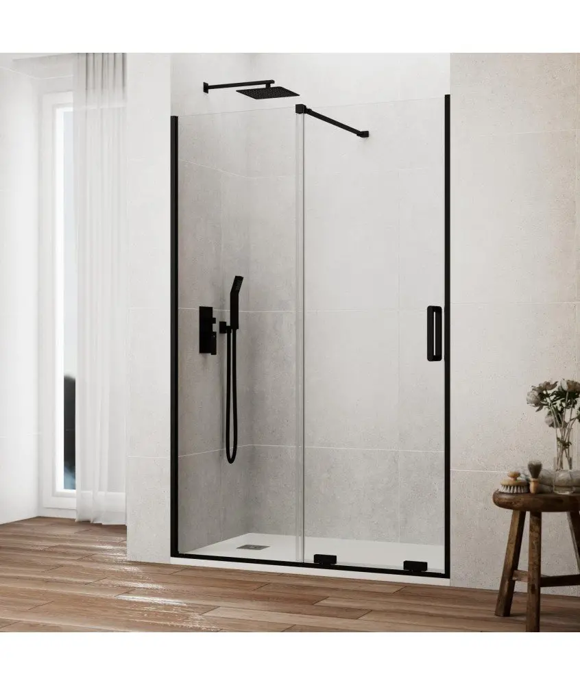 Paroi de douche noir un fixe et un coulissant Kenna GME en Melonbath | Écrans de salle de bains | Offres