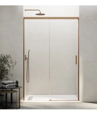 Paroi de douche en cuivre, 1 fixe et 1 coulissante Basic