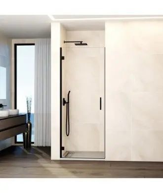 Paroi de douche avec 1 porte pliante noir mat charnières en verre Glass