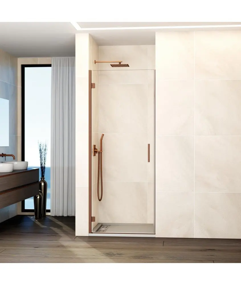 Paroi de douche avec 1 porte battante et charnières en cuivre Glass GME en Melonbath | Écrans de salle de bains | Offres