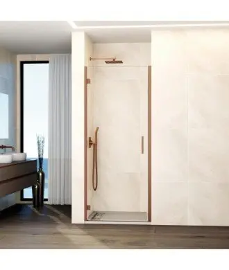Paroi de douche avec 1 porte battante et charnières en cuivre Glass