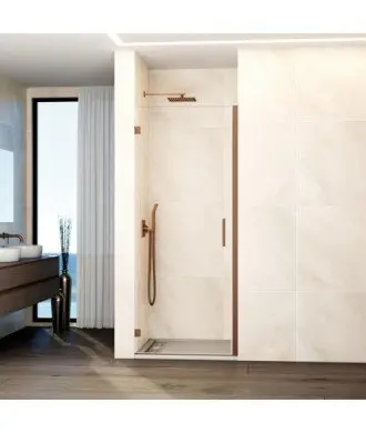 Paroi de douche 1 porte avec charnières murales en cuivre Glass
