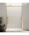 Paroi de douche en or brossé, 1 fixe et 1 coulissante Basic
