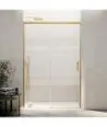 Paroi de douche en or brossé, 1 fixe et 1 coulissante Basic