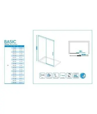 Paroi de douche en or brossé, 1 fixe et 1 coulissante Basic