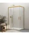 Paroi de douche d'angle en or brossé 2 fixes et 2 coulissants Basic
