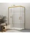 Paroi de douche d'angle en or brossé 2 fixes et 2 coulissants Basic