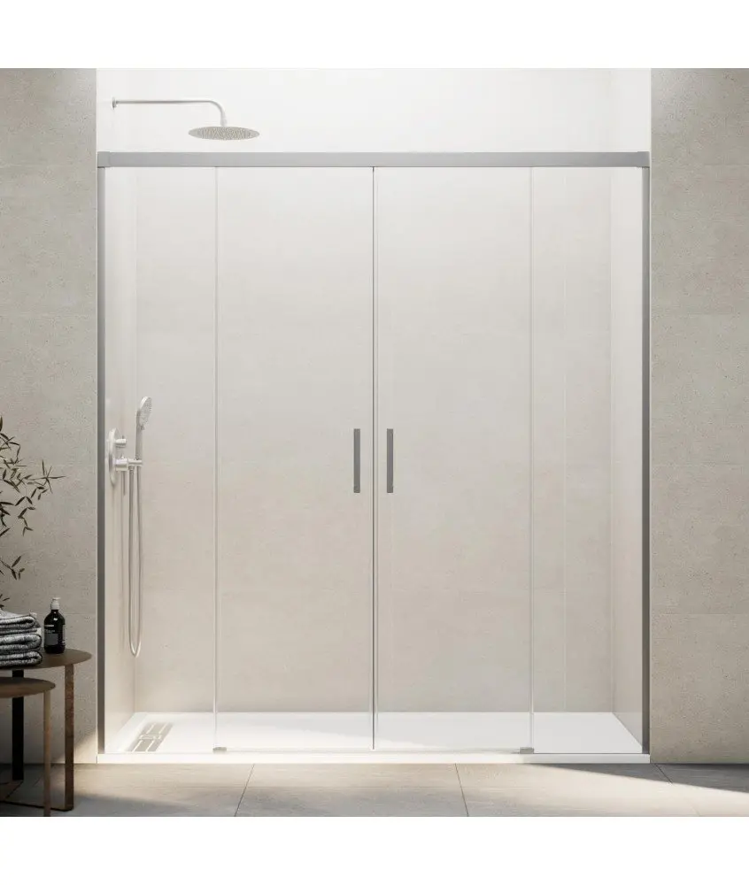 Paroi de douche nickel avec 2 panneaux fixes et 2 coulissants Basic Paroi de douche nickel avec 2 panneaux fixes et 2 coulissants Basic GME en Melonbath | Écrans de salle de bains | Offres