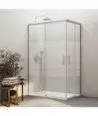 Paroi de douche d'angle nickel avec 2 fixes et 2 coulissants Basic